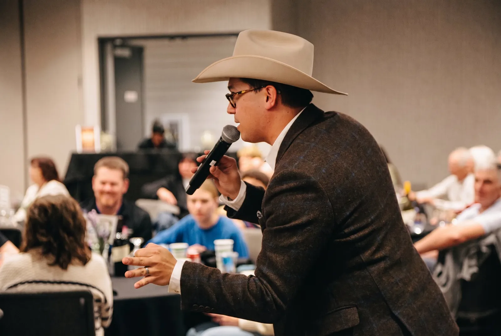 Auctioneer engaging with the crowd